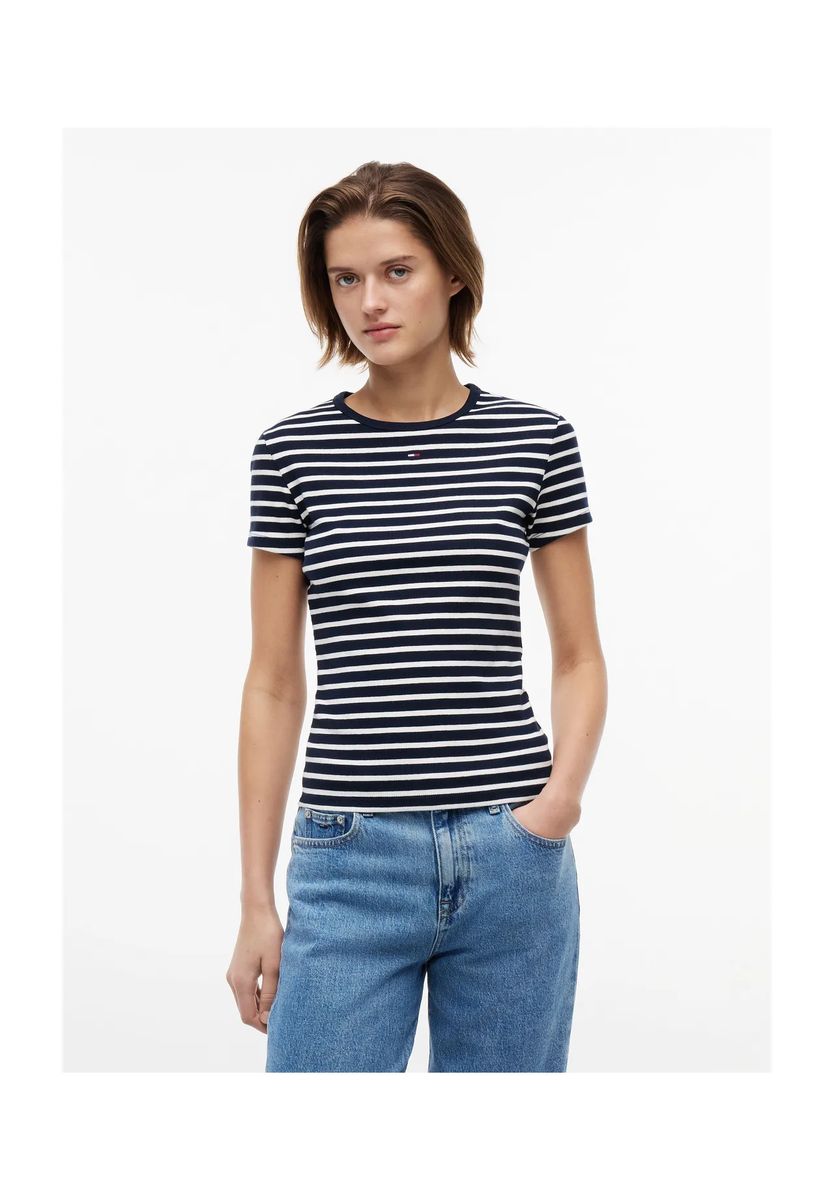 Gestreiftes Slim-Fit Baumwoll-T-Shirt