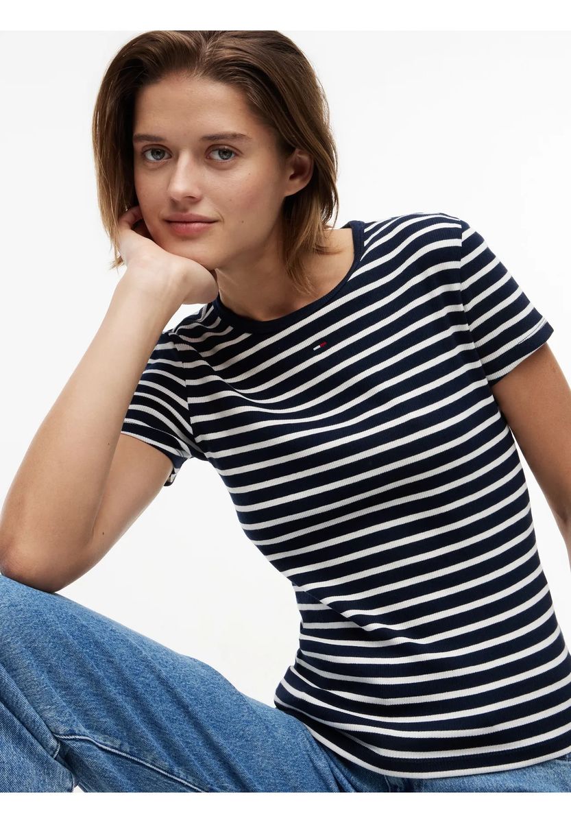 Gestreiftes Slim-Fit Baumwoll-T-Shirt