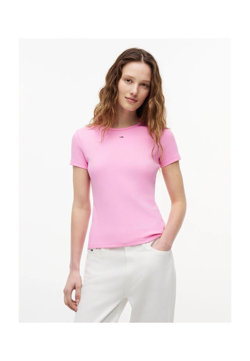 Eng anliegendes Ripp-T-Shirt mit Logo