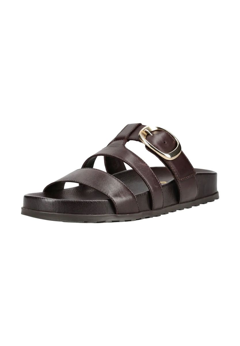 Leder-Pantoletten mit drei Riemen