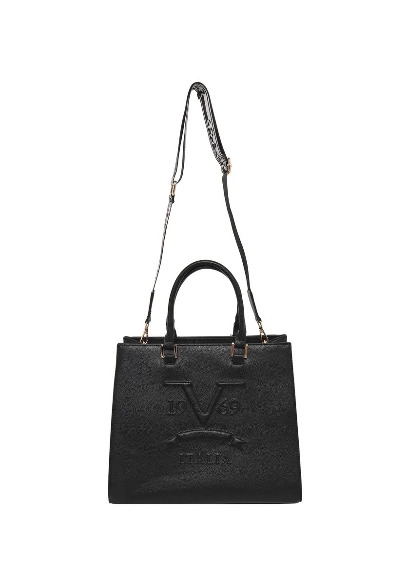 Strukturierte Henkeltasche mit Logoprägung