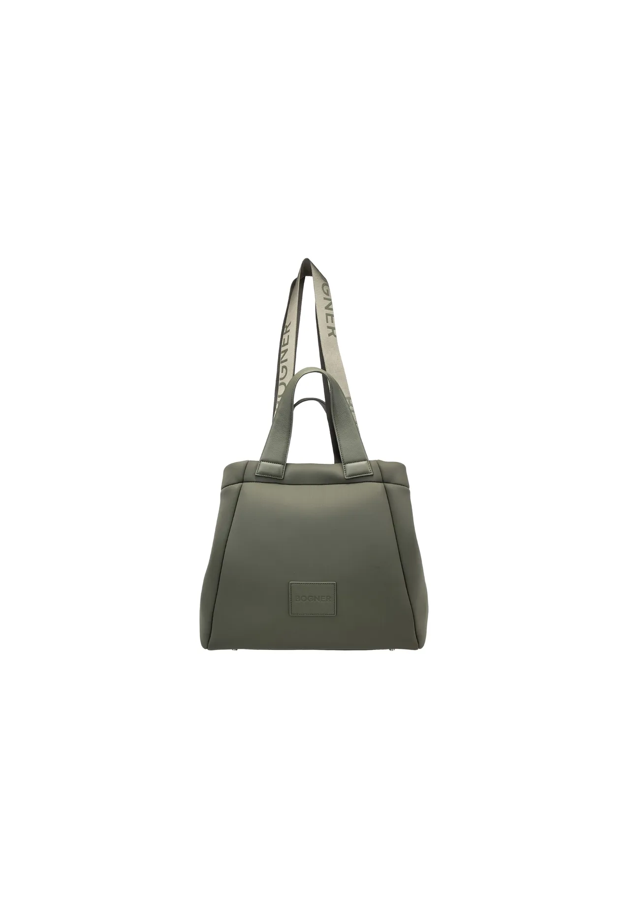 Moderner gepolsterter Shopper mit Logo-Riemen