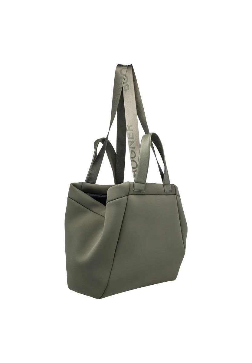 Moderner gepolsterter Shopper mit Logo-Riemen