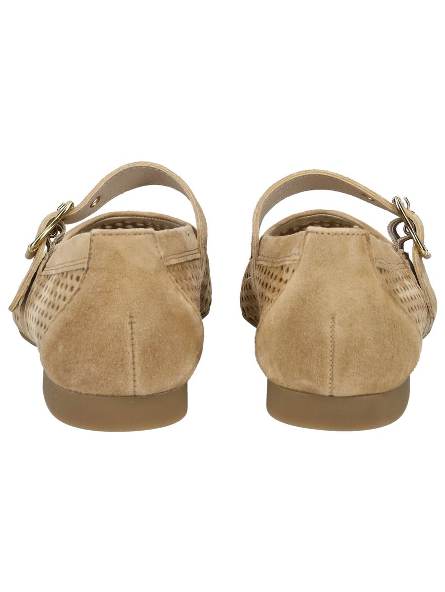 Perforierte Mary Jane Ballerinas aus Wildleder