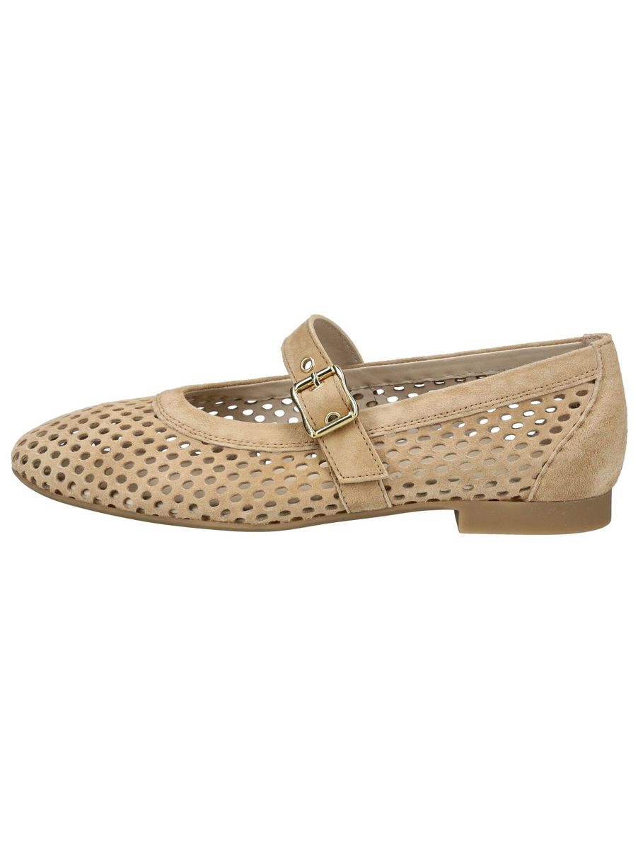 Perforierte Mary Jane Ballerinas aus Wildleder