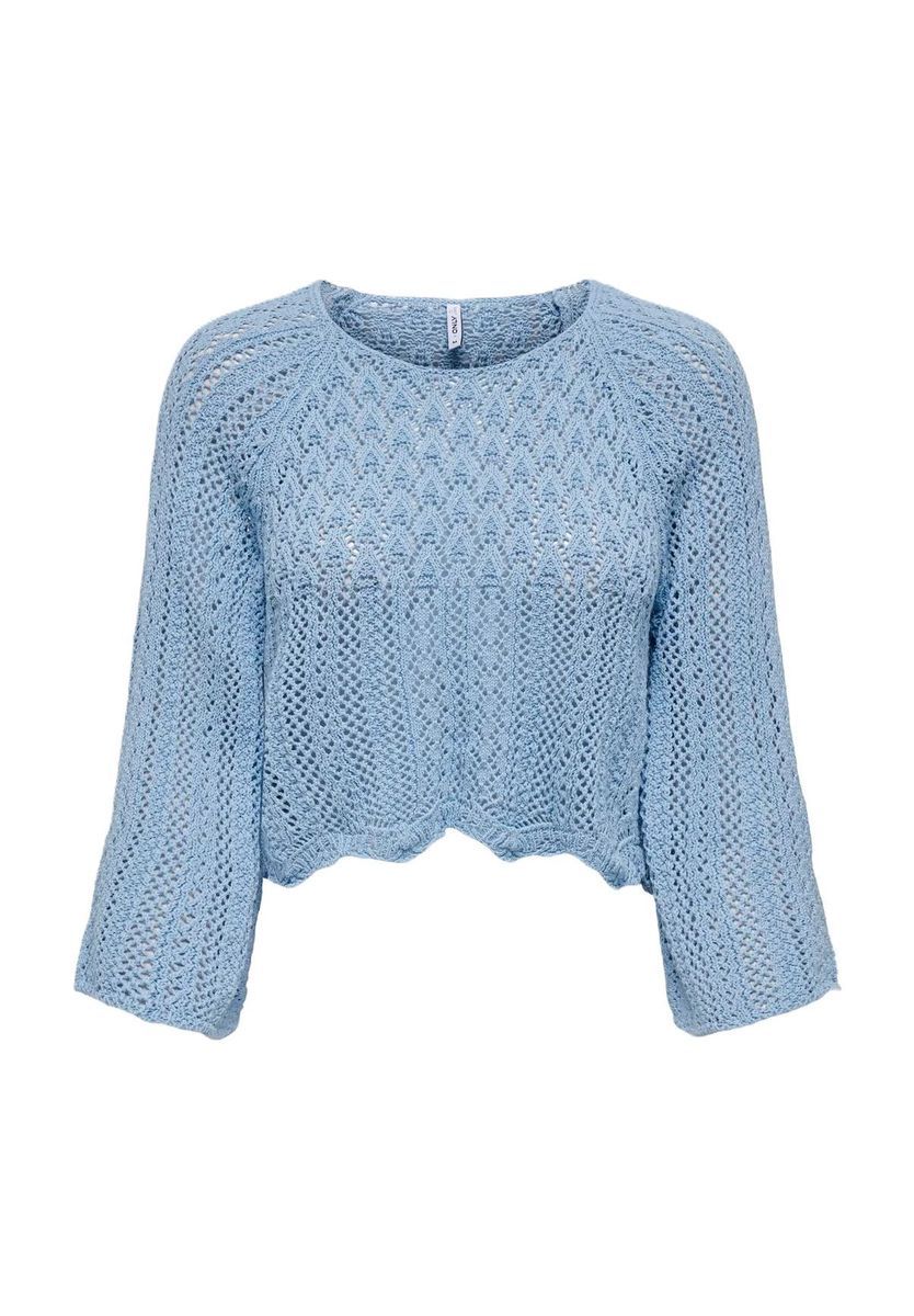 Kurzer Häkelpullover mit Lochmuster