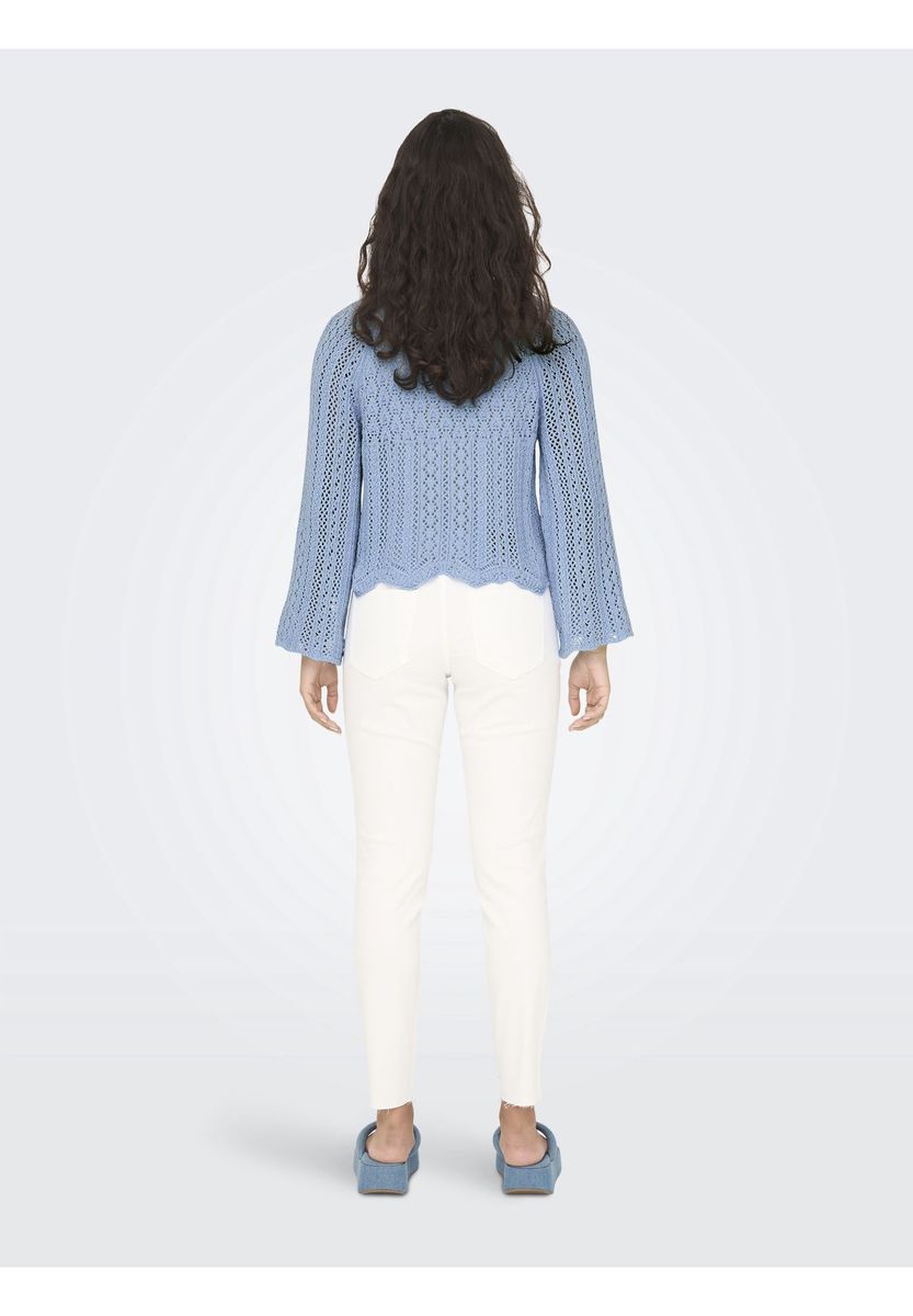 Kurzer Häkelpullover mit Lochmuster