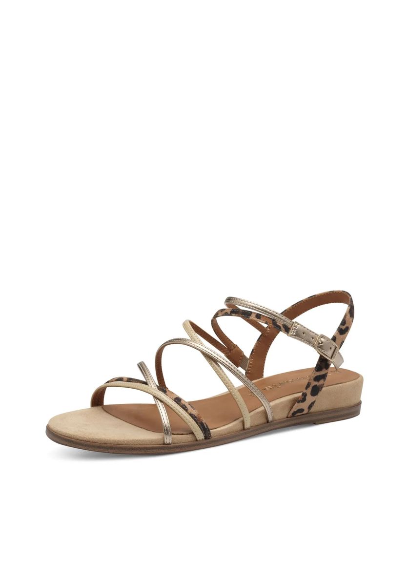 Flache Riemchensandalen mit Leopardenmuster