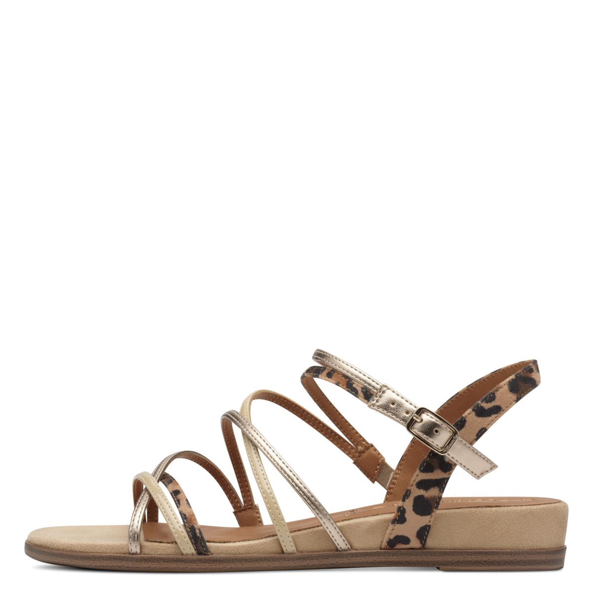 Flache Riemchensandalen mit Leopardenmuster
