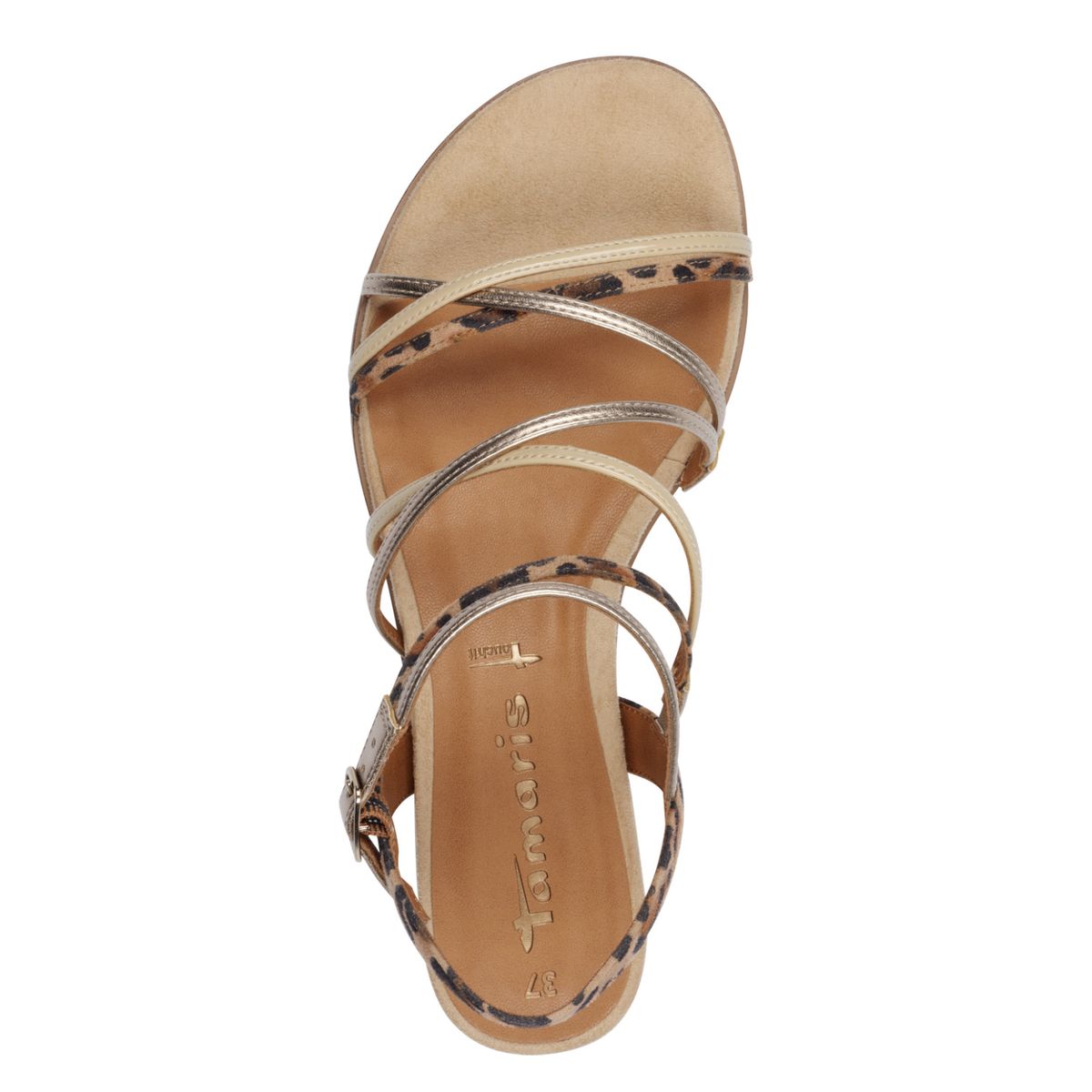 Flache Riemchensandalen mit Leopardenmuster