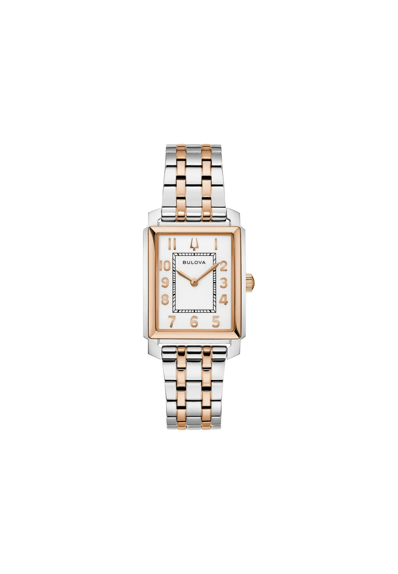 Bicolor-Armbanduhr mit rechteckigem Gehäuse