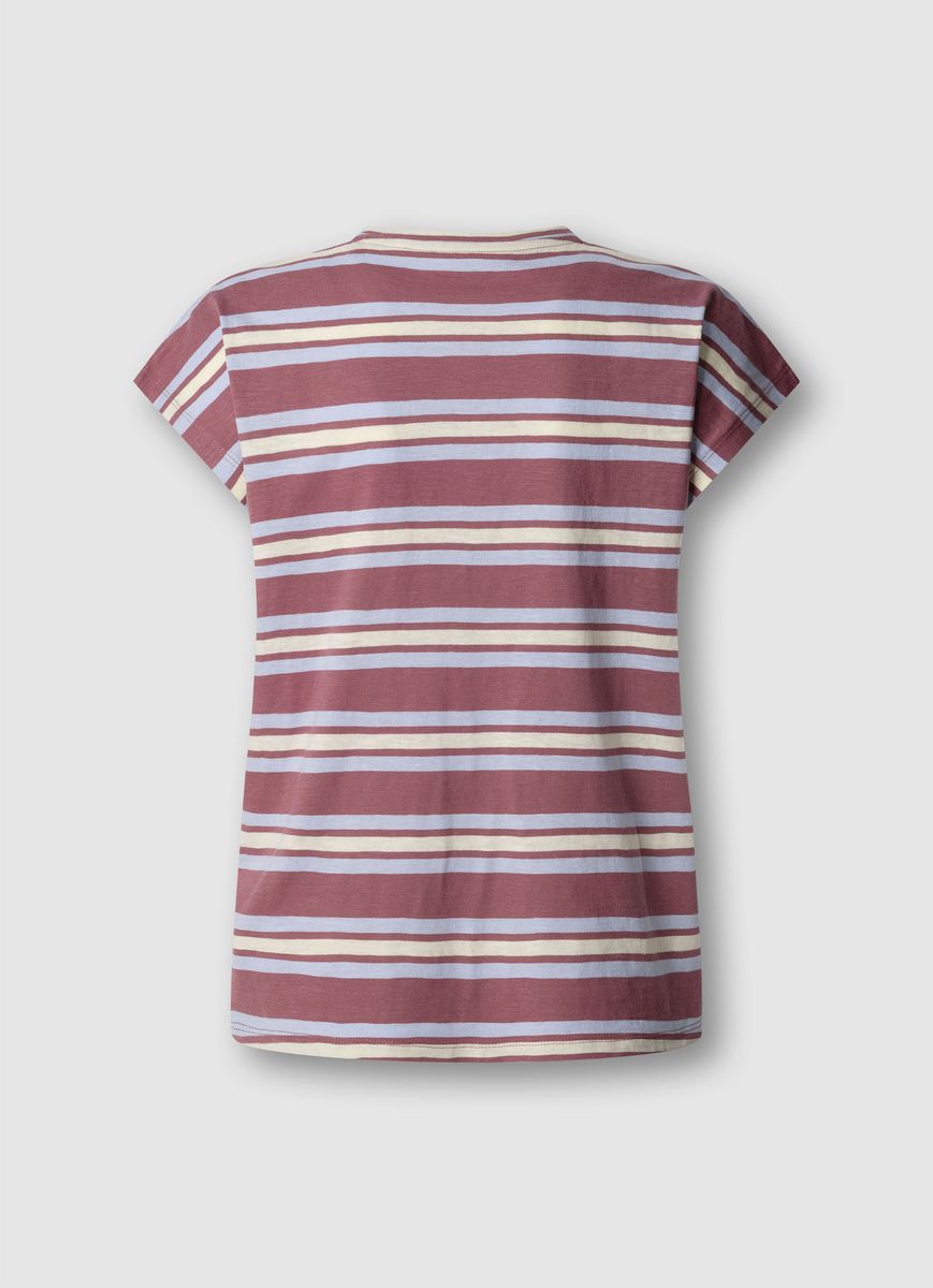 Mehrfarbig Gestreiftes Baumwoll-T-Shirt