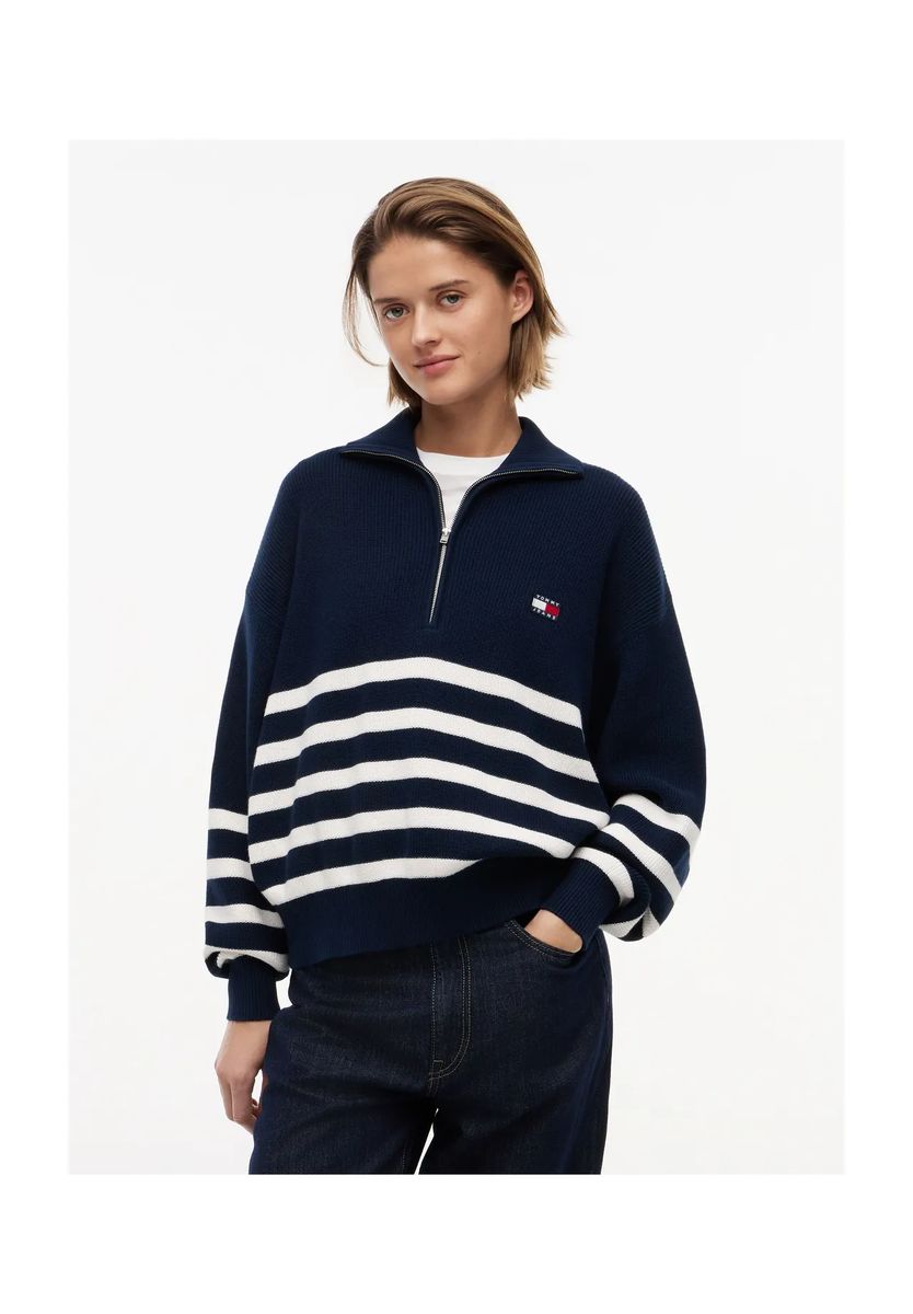 Gestreifter Troyer-Strickpullover