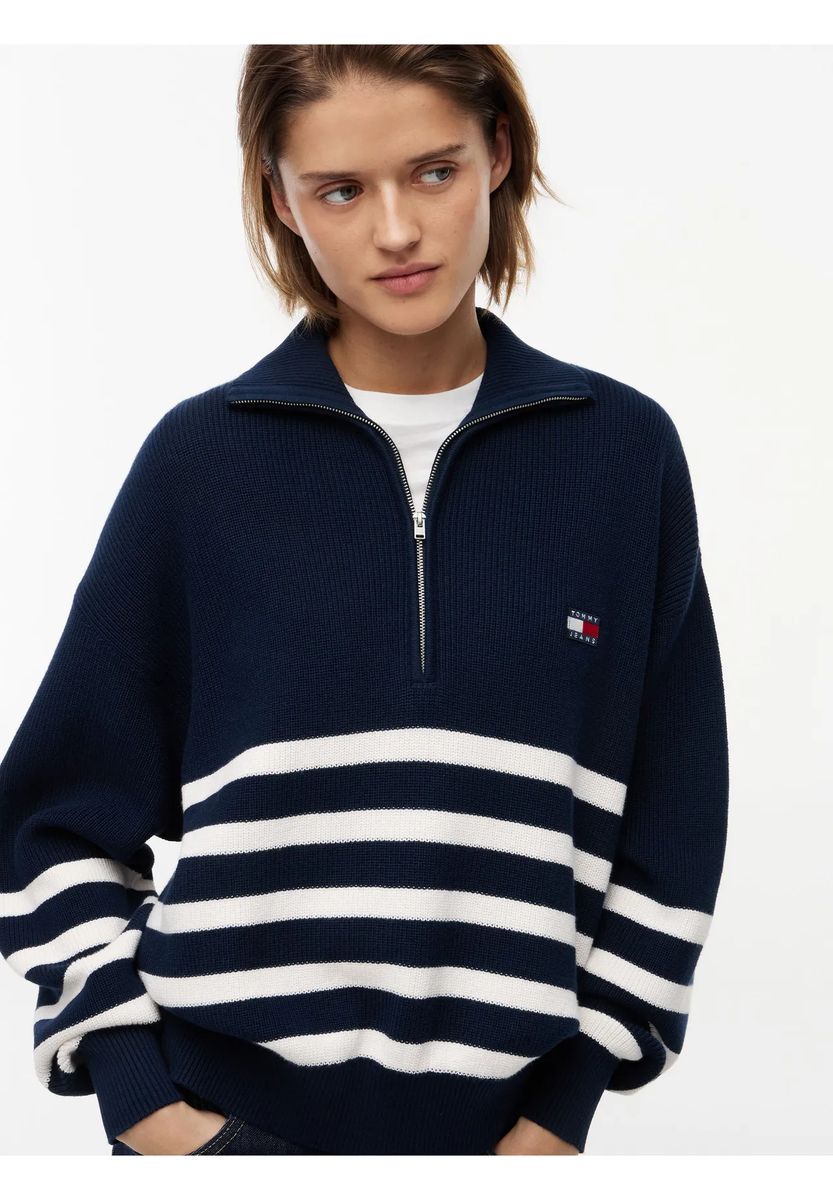 Gestreifter Troyer-Strickpullover