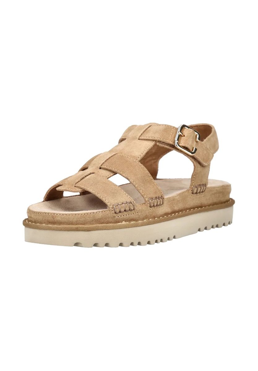 Riemchen-Plateausandalen aus Veloursleder