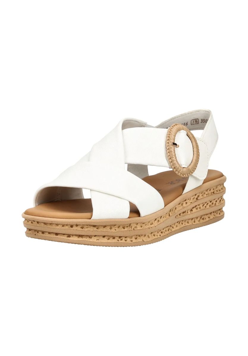 Riemchen-Keilsandalen mit dekorativer Schnalle