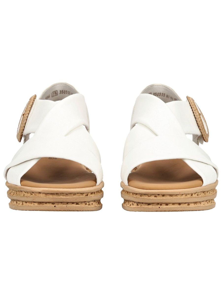 Riemchen-Keilsandalen mit dekorativer Schnalle