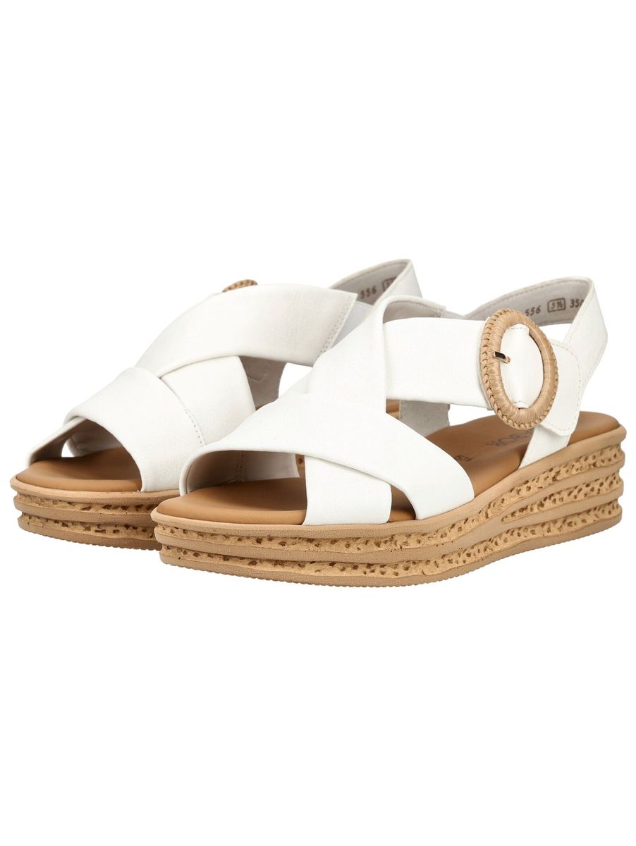 Riemchen-Keilsandalen mit dekorativer Schnalle
