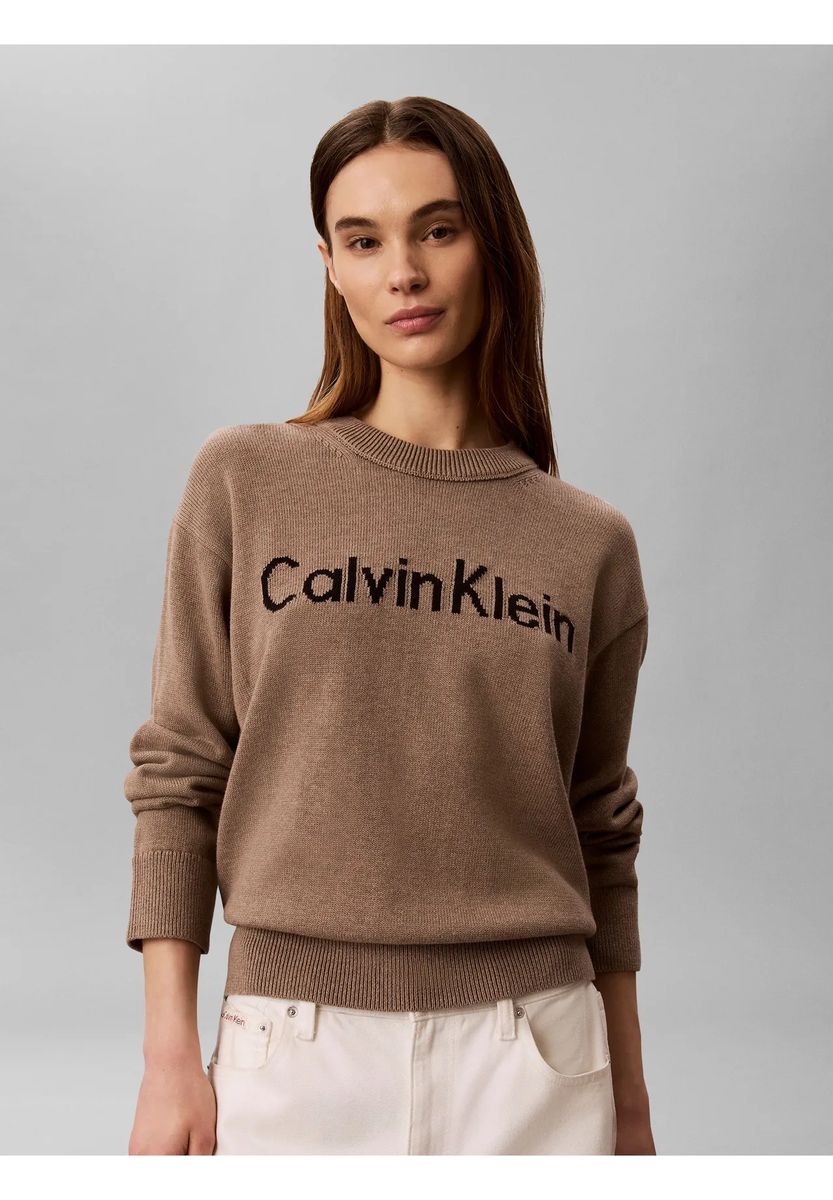 Lockerer Logo-Pullover mit Rundhalsausschnitt