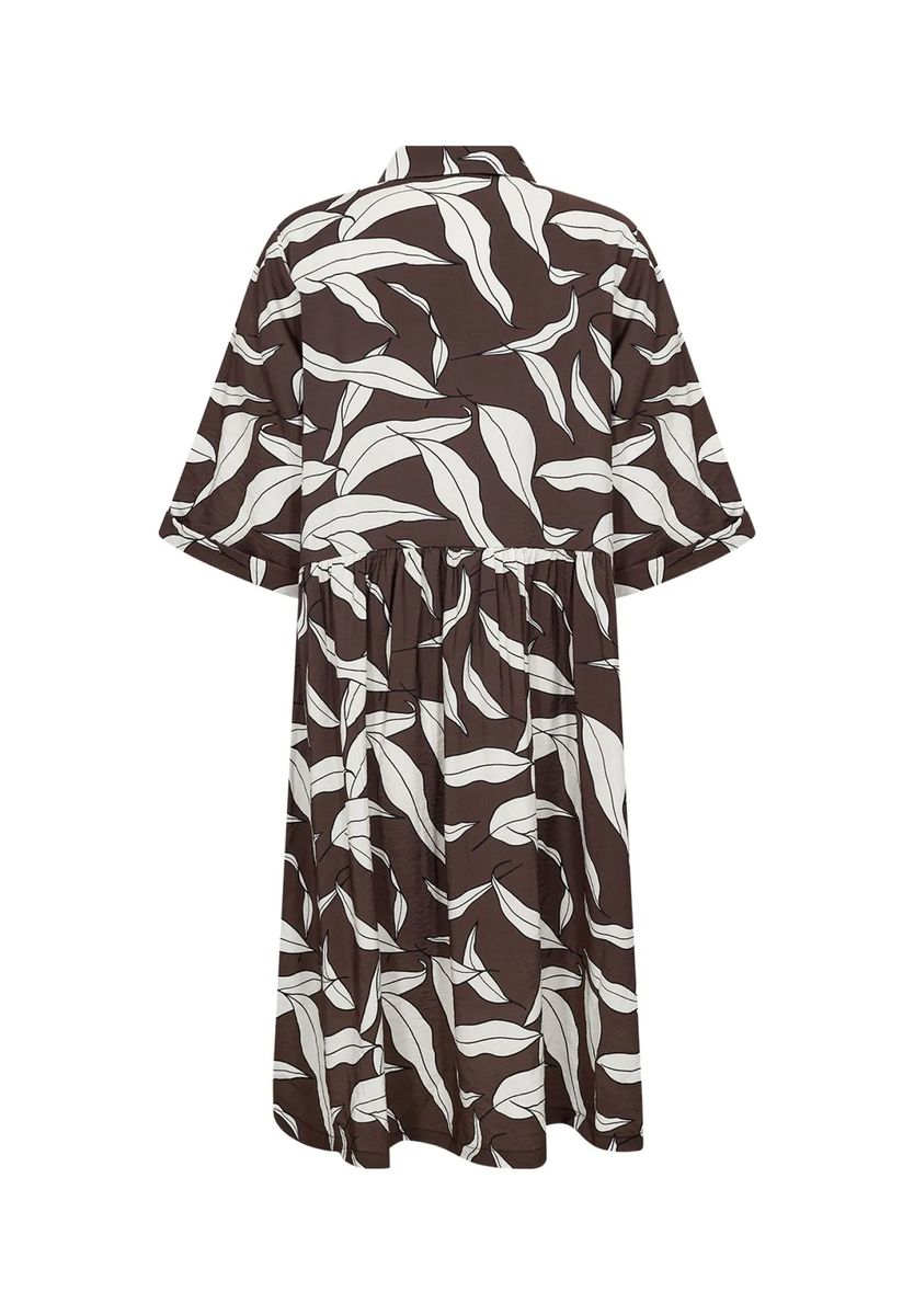 Hemdblusen-Midikleid mit Blattmuster