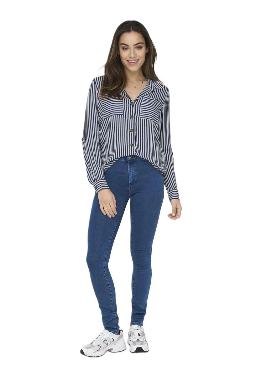 Gestreifte Hemdbluse mit Brusttaschen