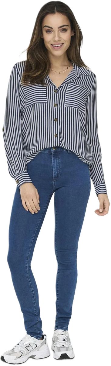 Gestreifte Hemdbluse mit Brusttaschen