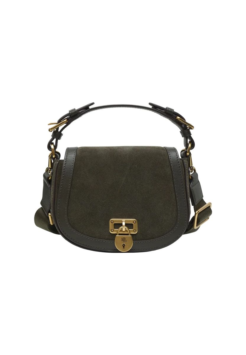 Satteltasche mit Vorhängeschloss aus Wildleder