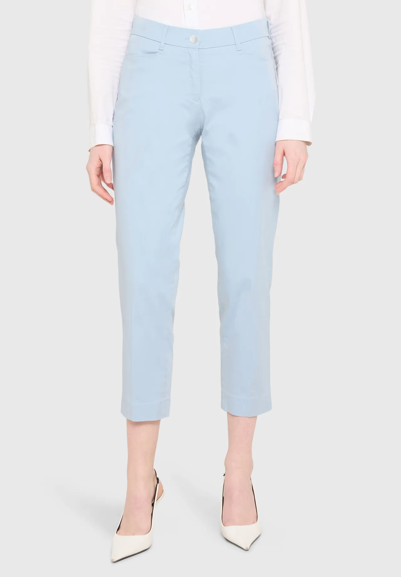 Elegante verkürzte Baumwoll-Chino