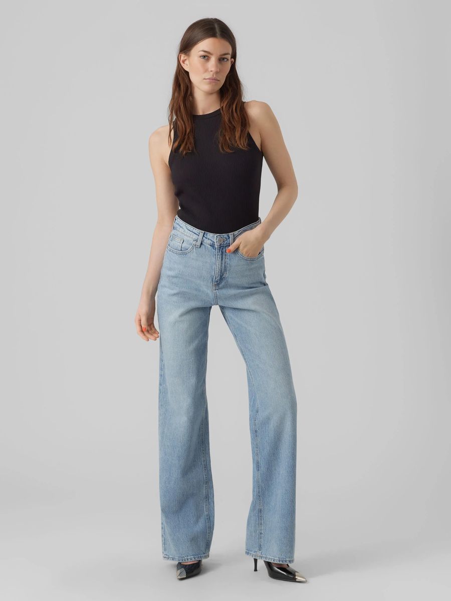 Hochtaillierte Jeans mit weitem Bein