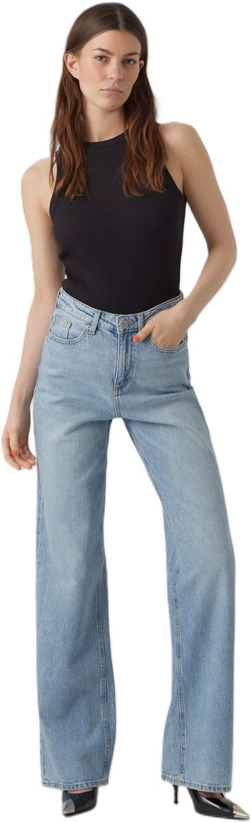 Hochtaillierte Jeans mit weitem Bein