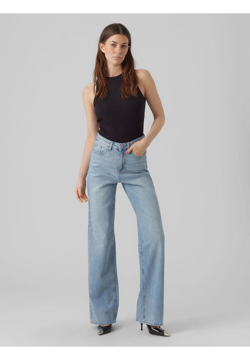 Hochtaillierte Jeans mit weitem Bein