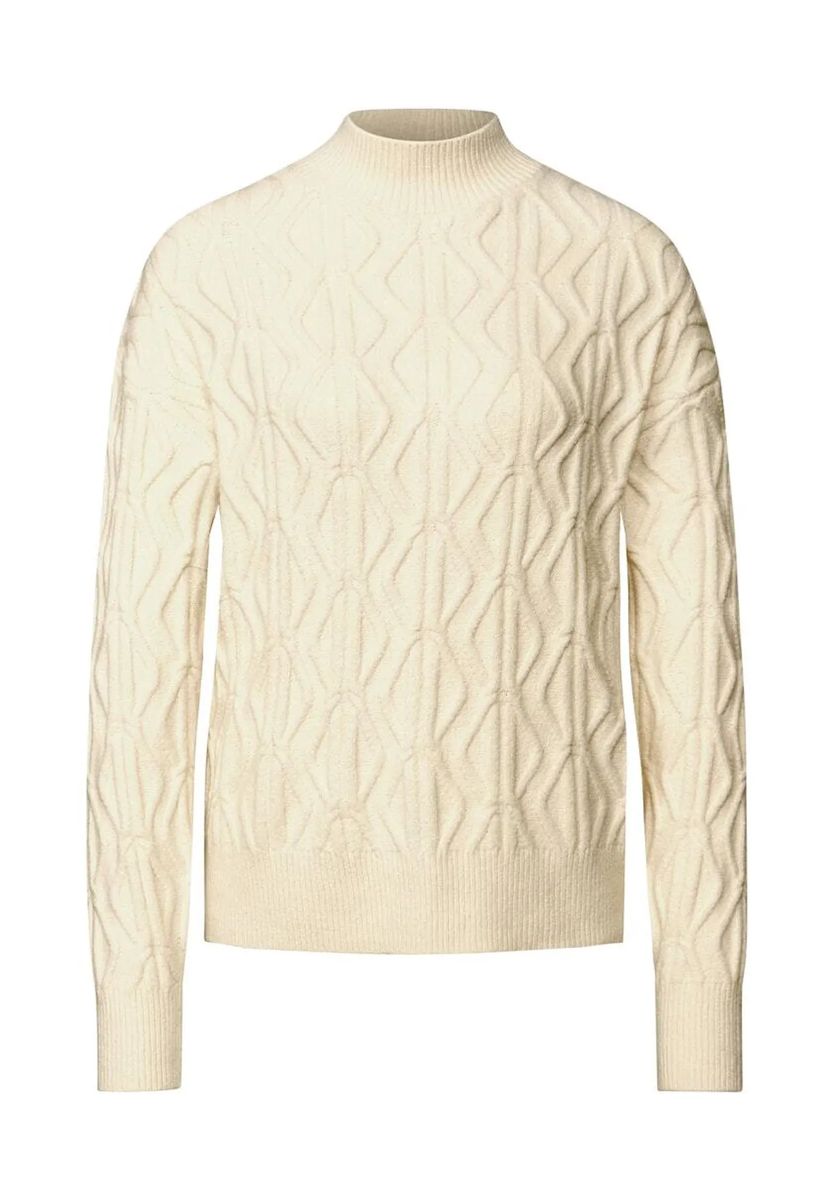 Strickpullover mit Rautenmuster und Stehkragen