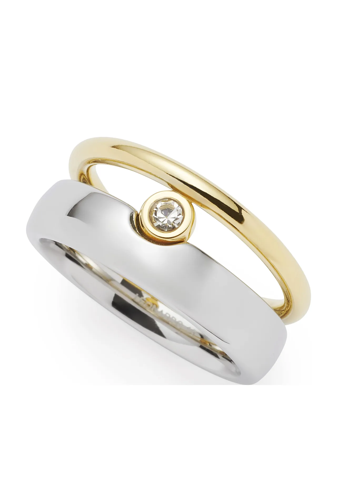 Eleganter Bicolor Bandring mit Zirkonia