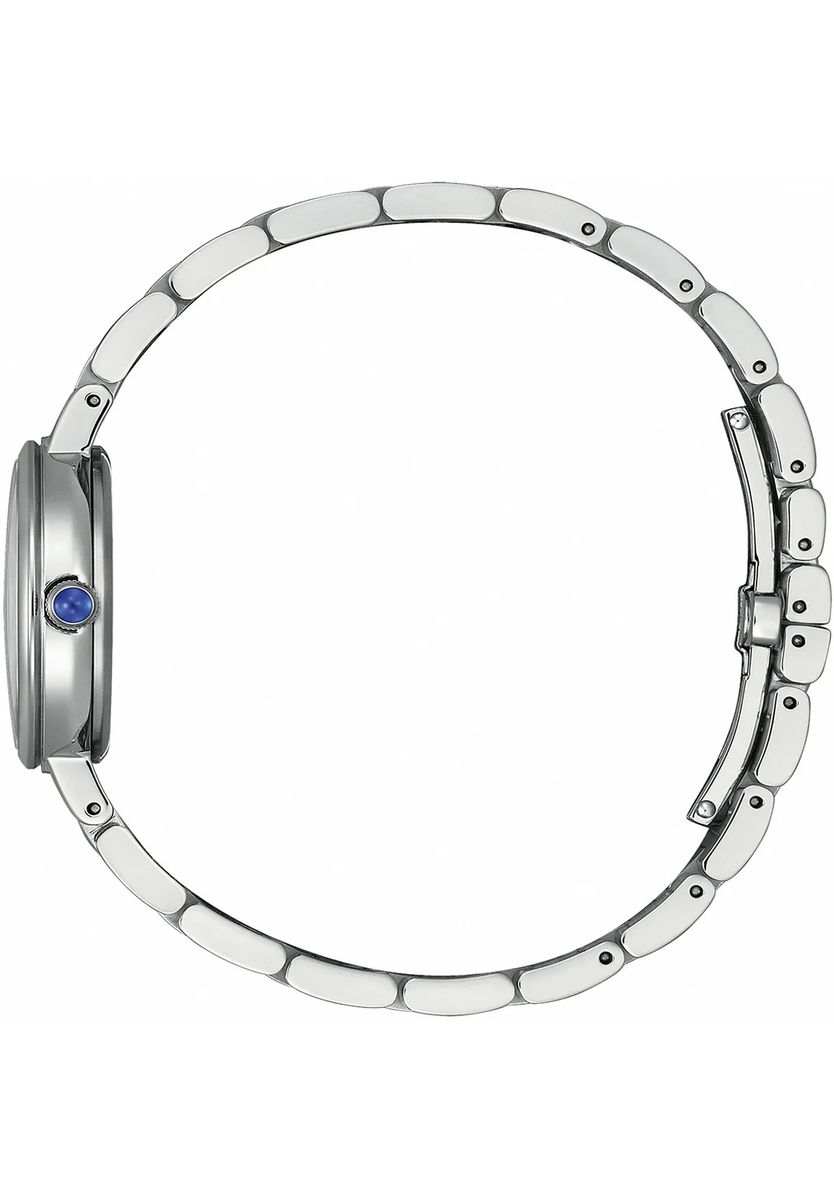 Elegante silberne Eco-Drive Armbanduhr
