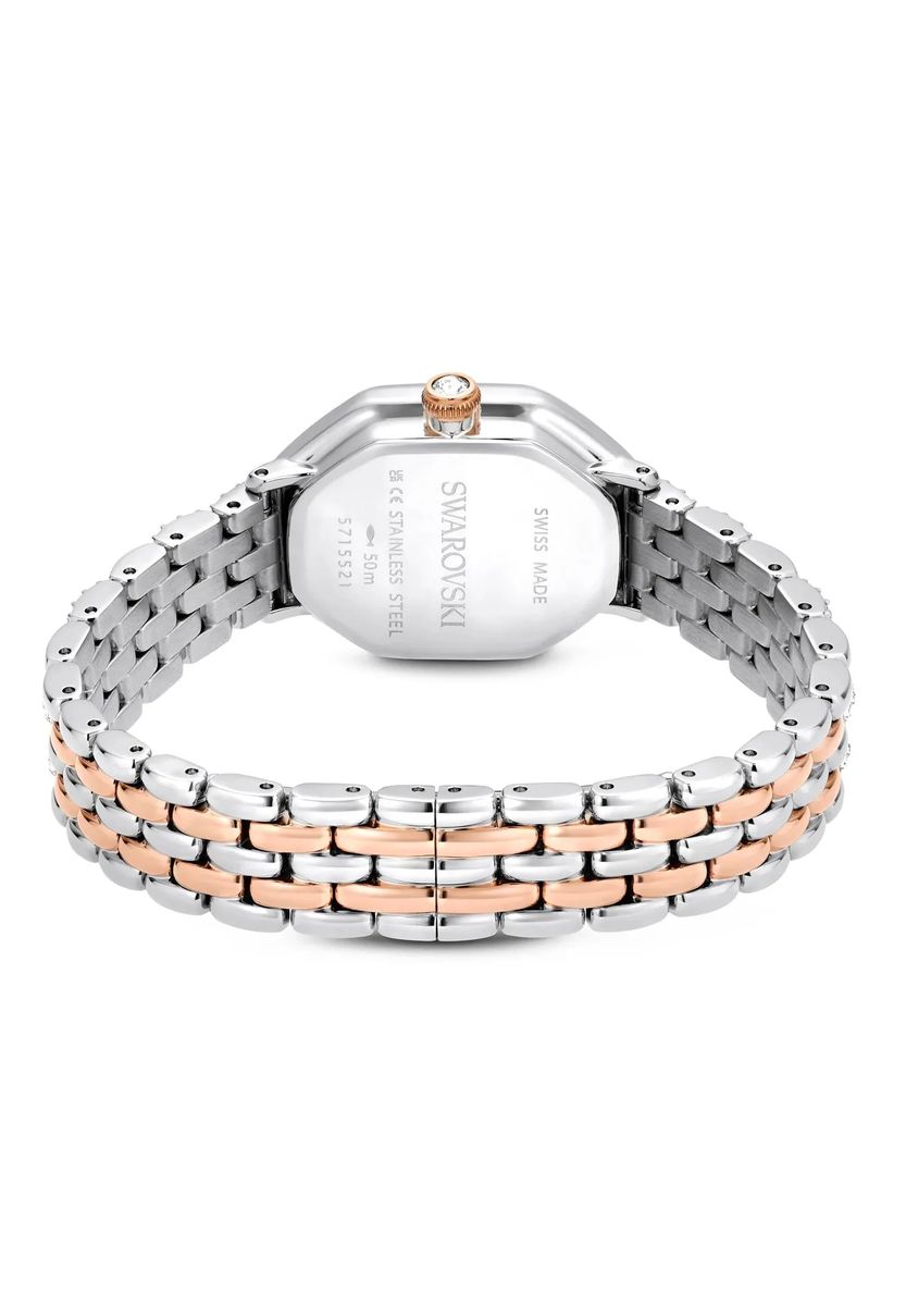 Kristallbesetzte Bicolor-Armbanduhr