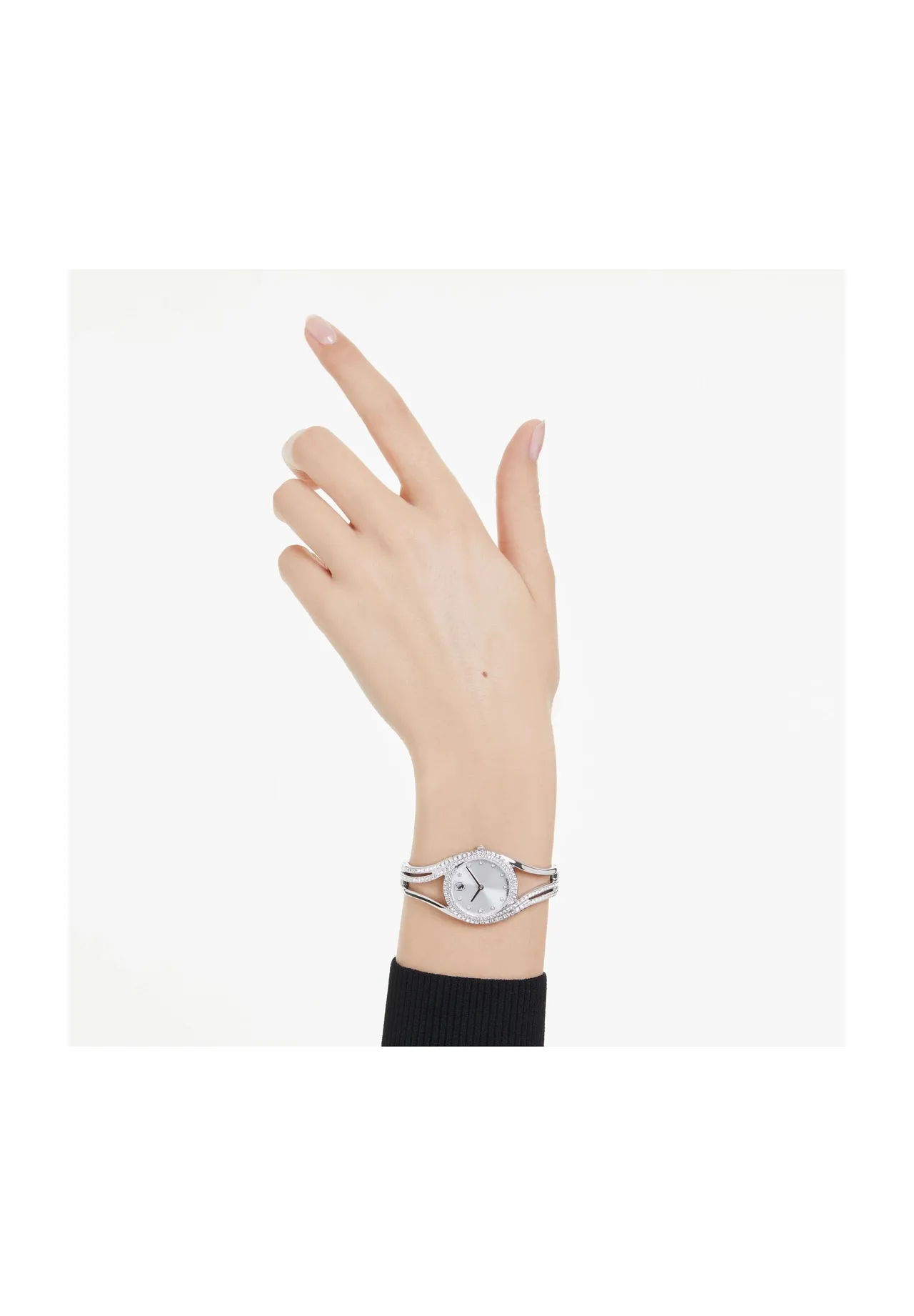 Elegante Kristall-Pavé Armreif-Uhr