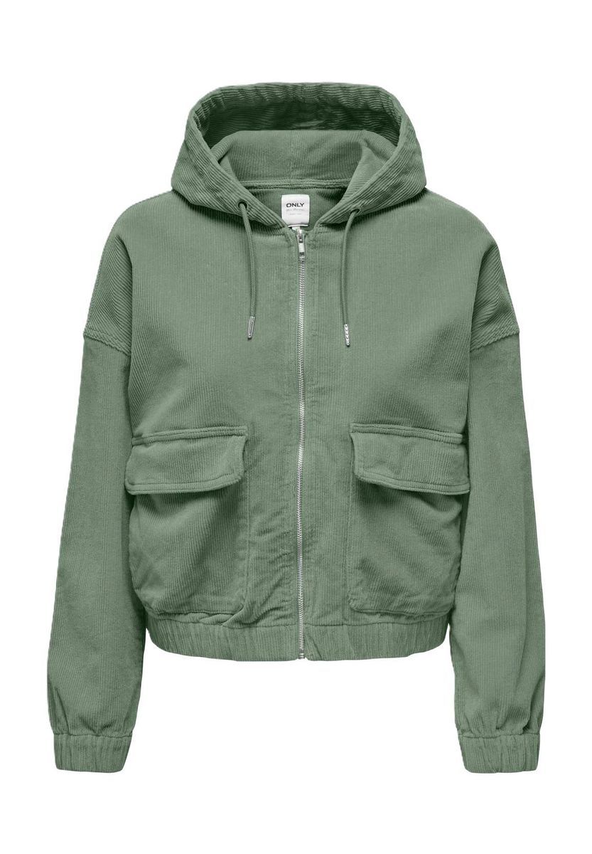 Kurze Cordjacke mit Kapuze