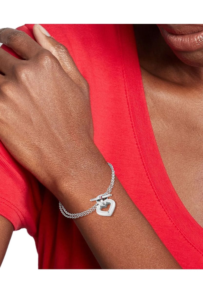 Zweireihiges Armband mit Herzanhänger