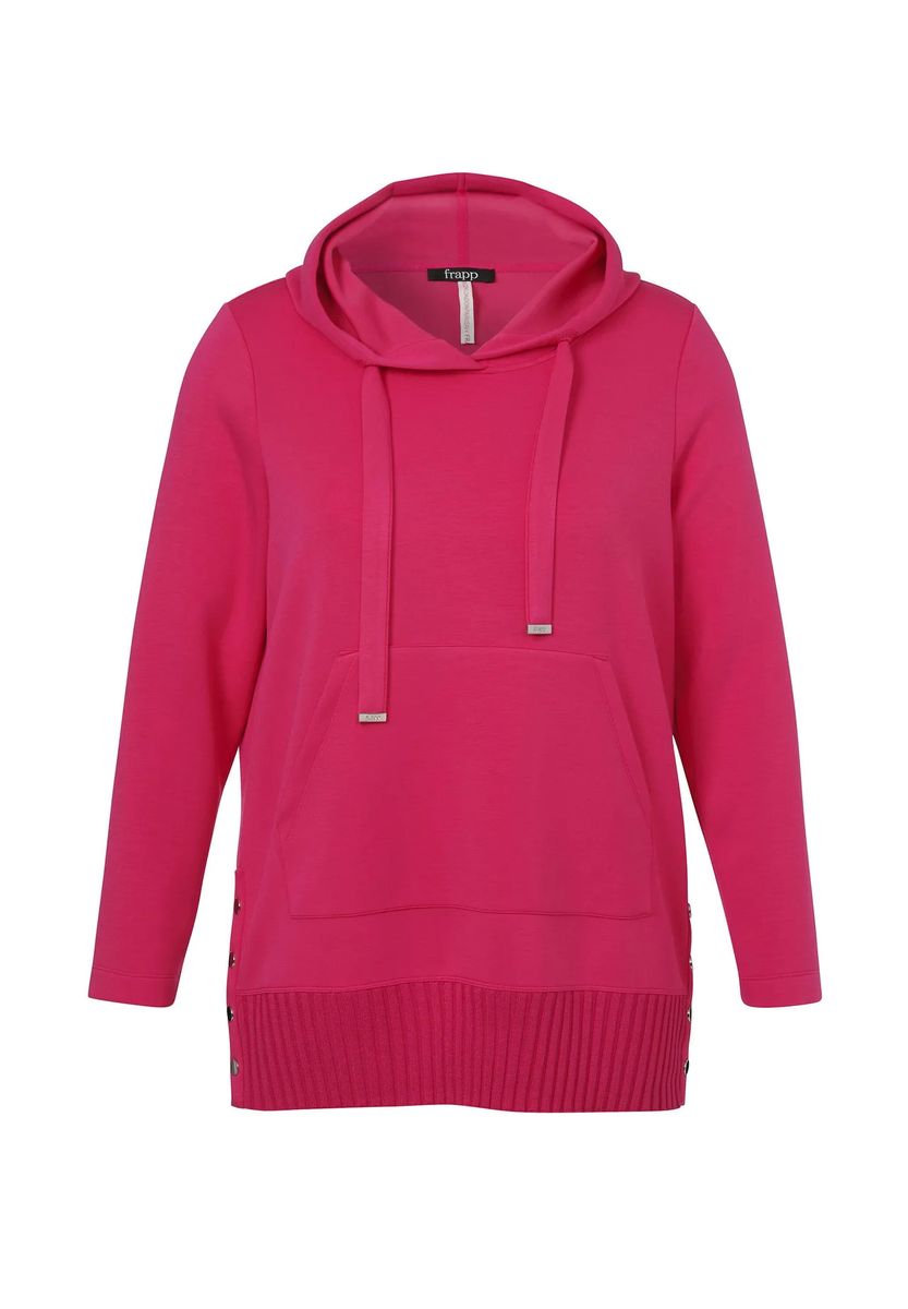 Longline Kapuzenpullover mit Stricksaum