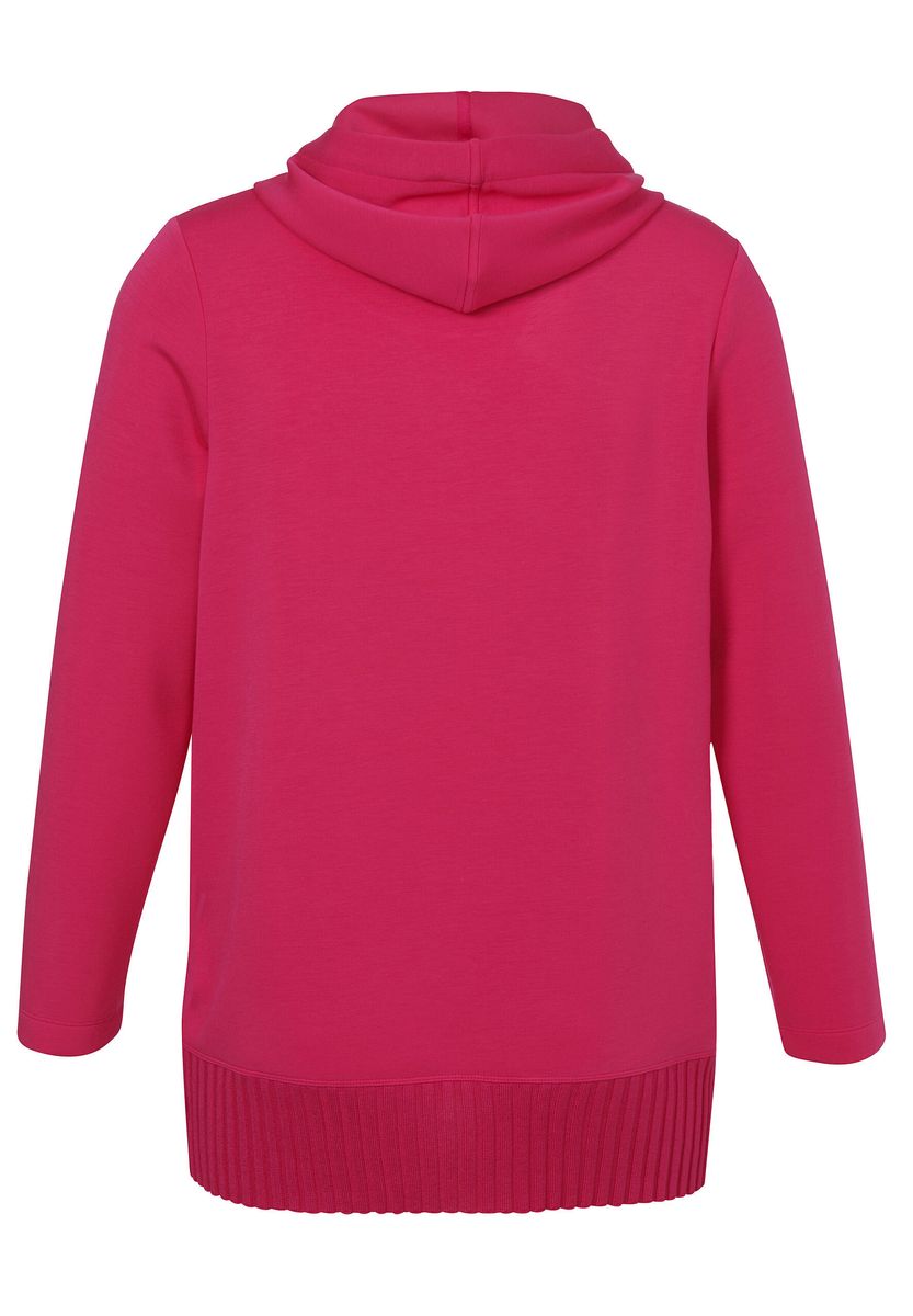 Longline Kapuzenpullover mit Stricksaum