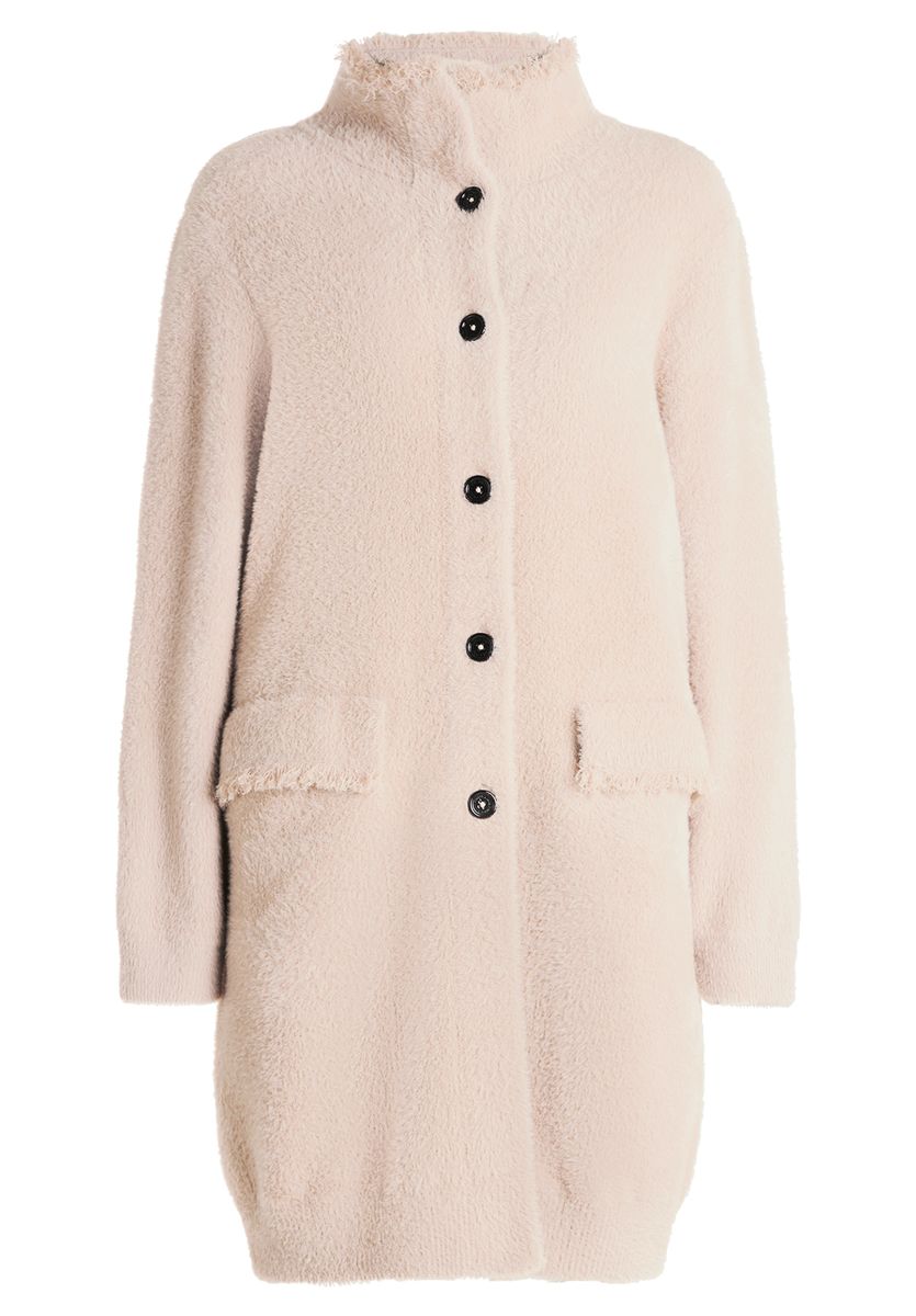 Kuschelige Strickjacke mit Stehkragen