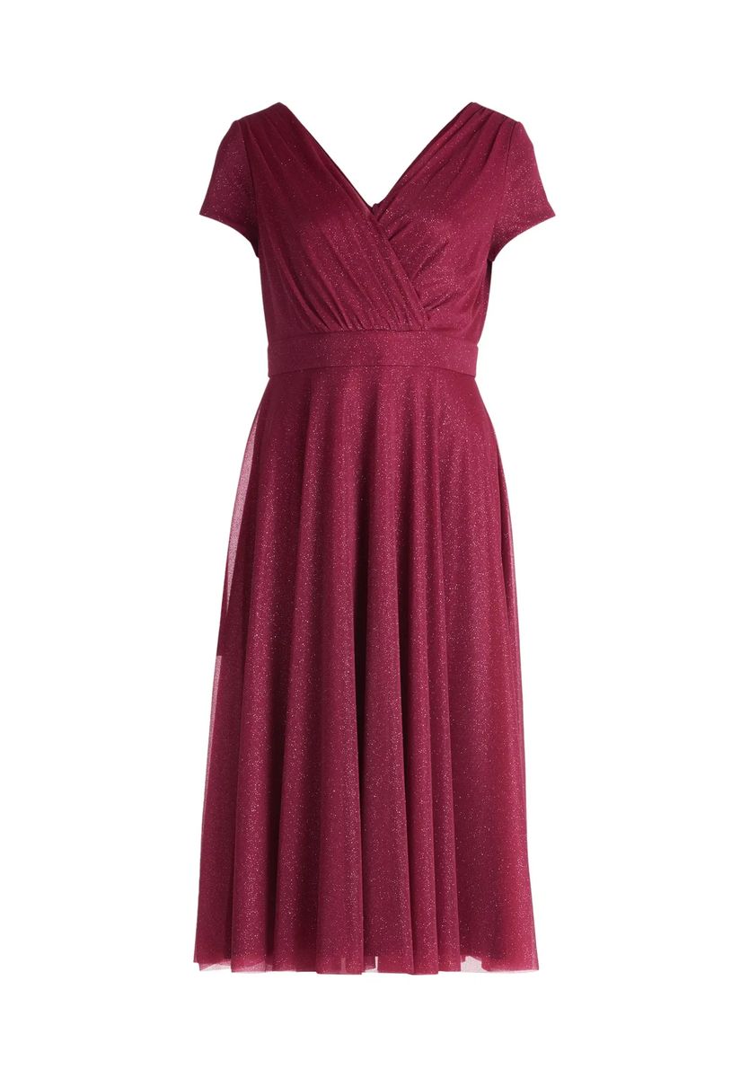 Schimmerndes A-Linien-Cocktailkleid mit Plissee-Details