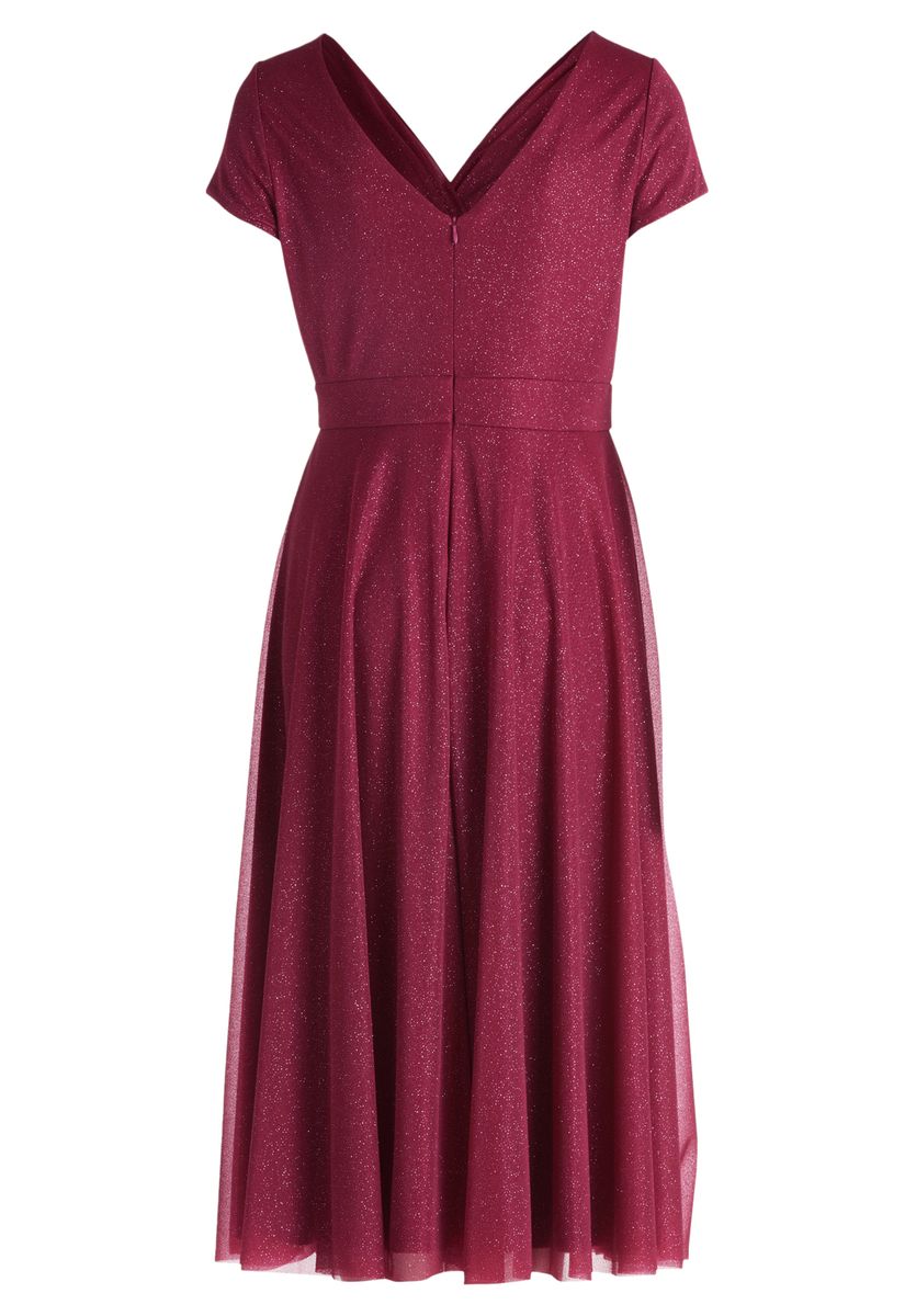 Schimmerndes A-Linien-Cocktailkleid mit Plissee-Details