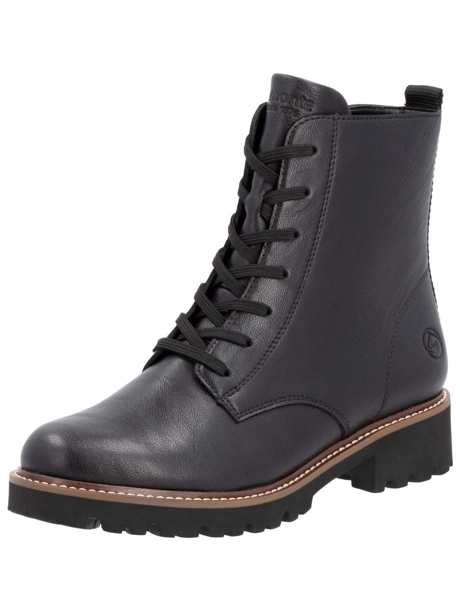 Gefütterte Leder-Schnürstiefeletten