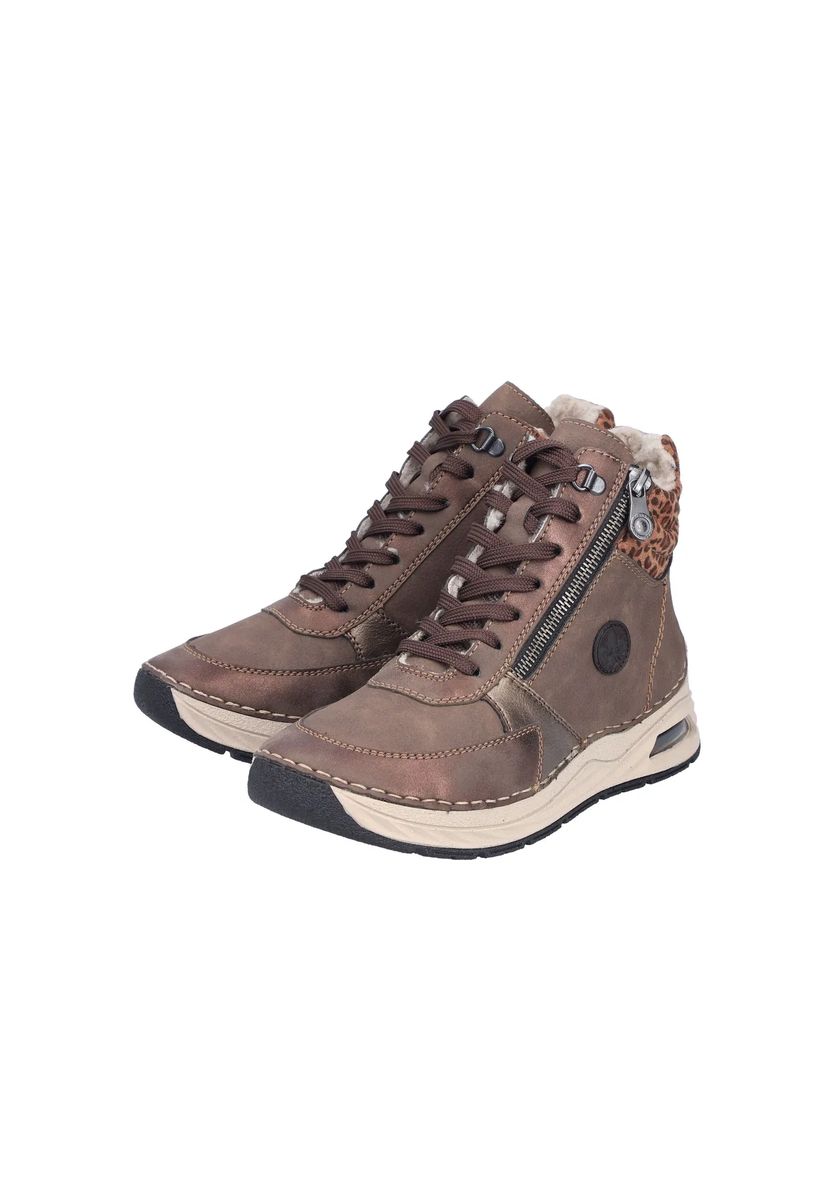 Sportliche Winterstiefeletten mit Leopardenbesatz