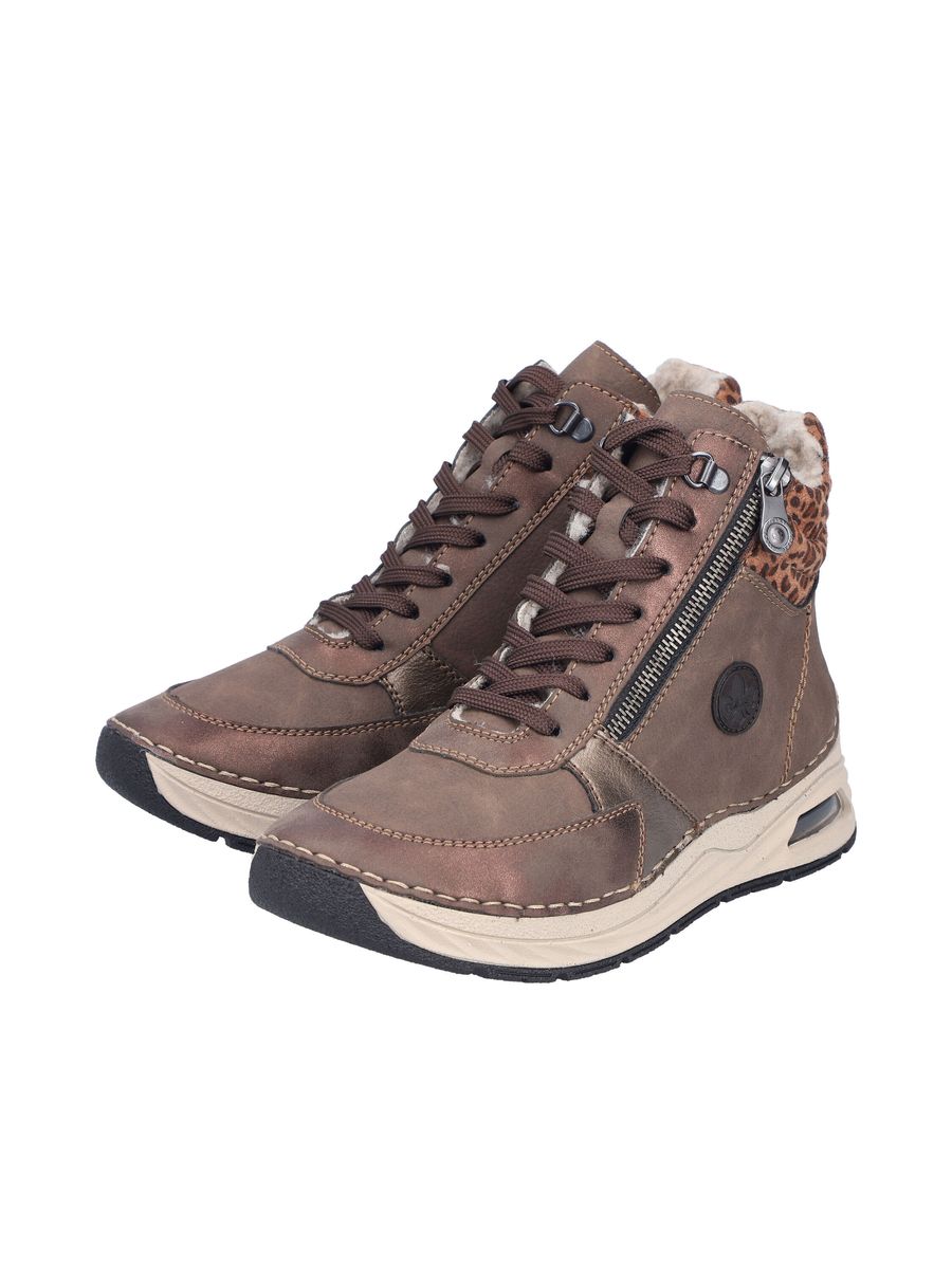 Sportliche Winterstiefeletten mit Leopardenbesatz