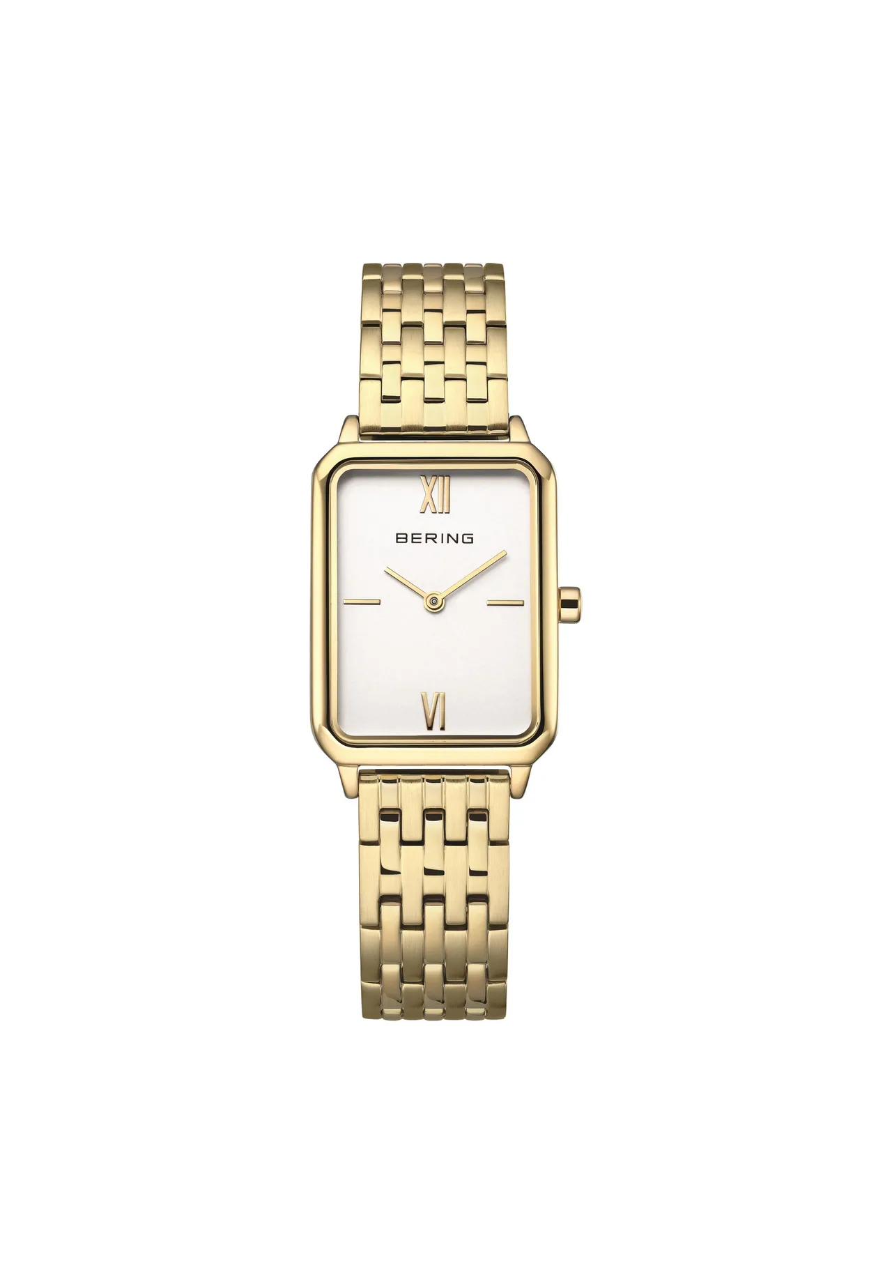 Elegante rechteckige goldene Armbanduhr