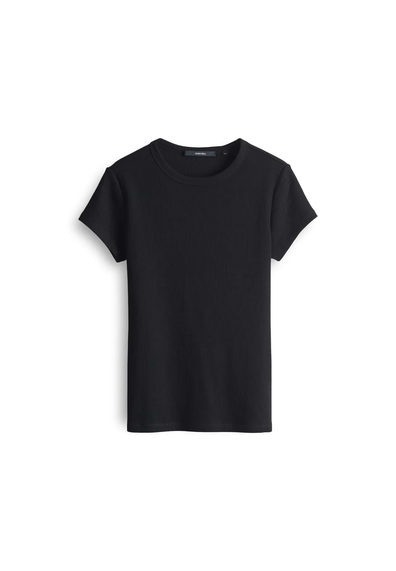 Geripptes T-Shirt mit Rundhalsausschnitt