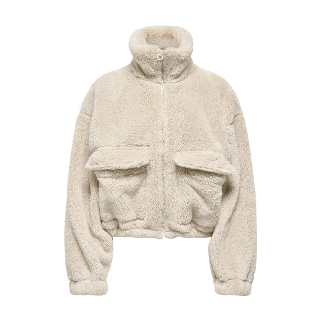 Kurze Teddy-Fleece-Jacke mit Reißverschluss