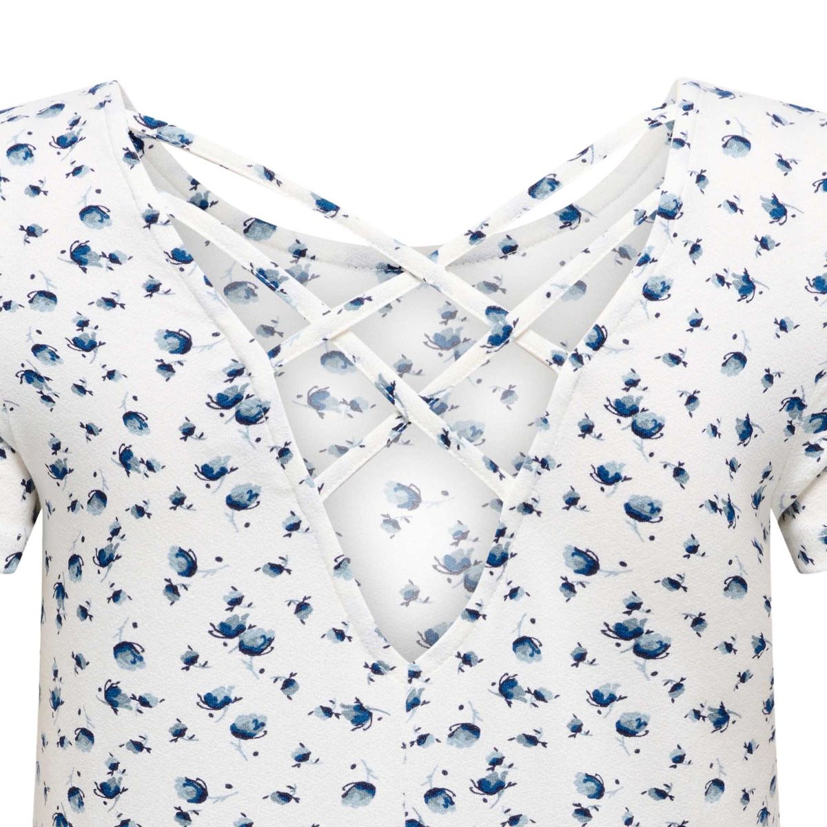 T-Shirt mit floralem Rückenschnür-Detail